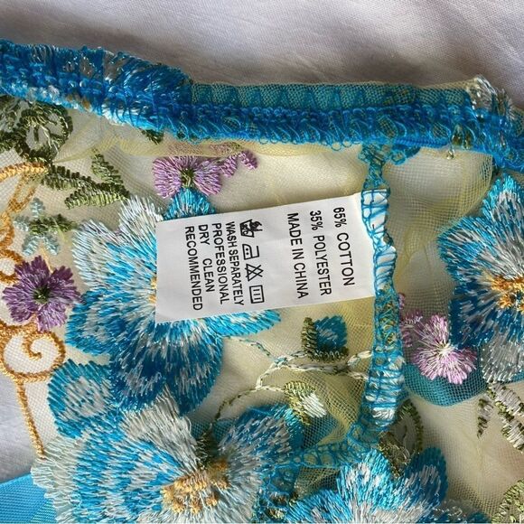 new, blue lace bra and thong set and ribbons to close - Picture 9 of 16